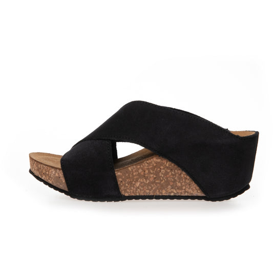 COPENHAGEN SHOES FRANCES 23 Suede Sandalen met sleehak 0001 BLACK