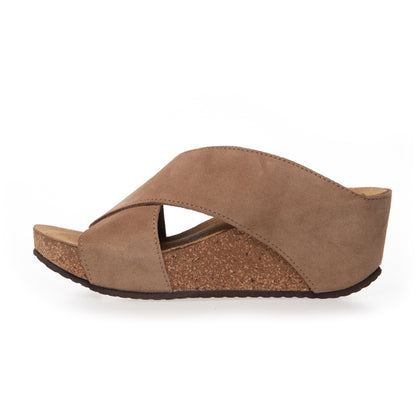 COPENHAGEN SHOES FRANCES 23 Suede Sandalen met sleehak 00075 DARK BEIGE (BEIGE 132BIS)