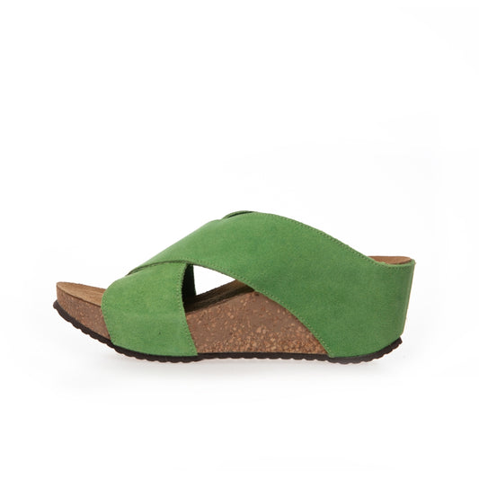 COPENHAGEN SHOES FRANCES 23 Suede Sandalen met sleehak 00077 LIME (LIME 401)