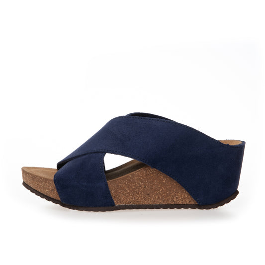 COPENHAGEN SHOES FRANCES 23 Suede Sandalen met sleehak 00078 NAVY (OLTREMARE 278)