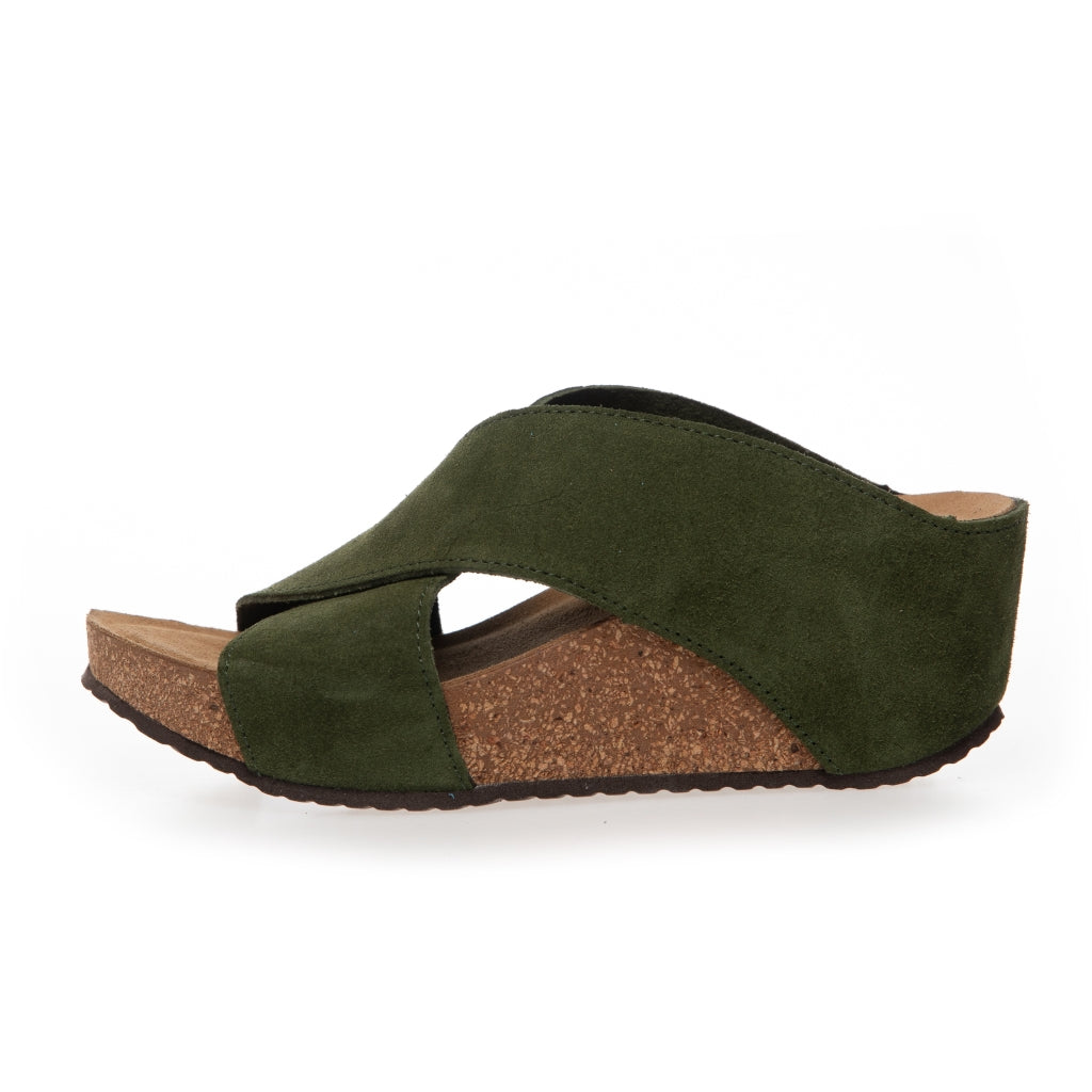 COPENHAGEN SHOES FRANCES 23 Suede Sandalen met sleehak 099 Army