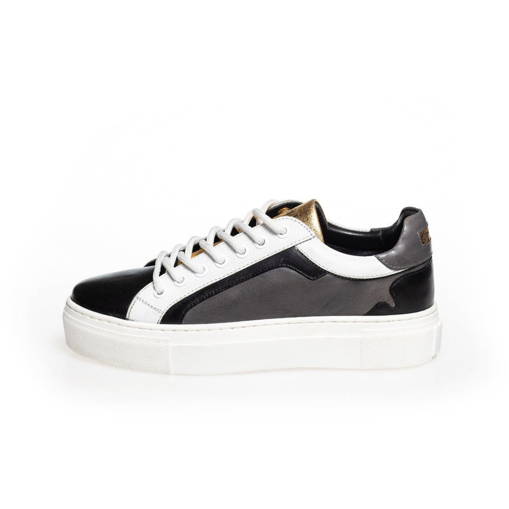 COPENHAGEN SHOES GIVE IT UP Sneakers 0120 BLACK/DK GREY/WHITE/GOLD