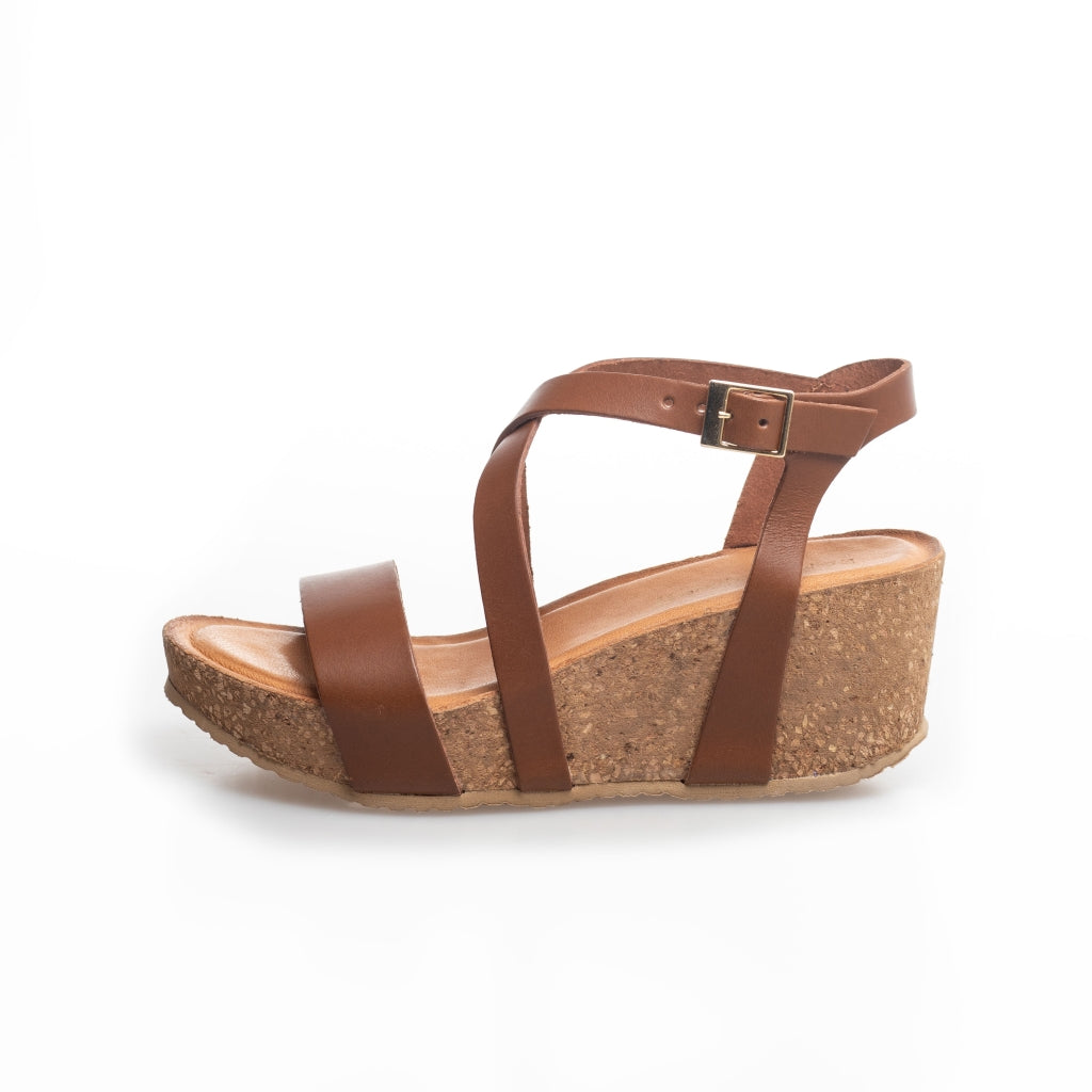 COPENHAGEN SHOES LAURA 22 Sandalen met sleehak 0241 COGNAC