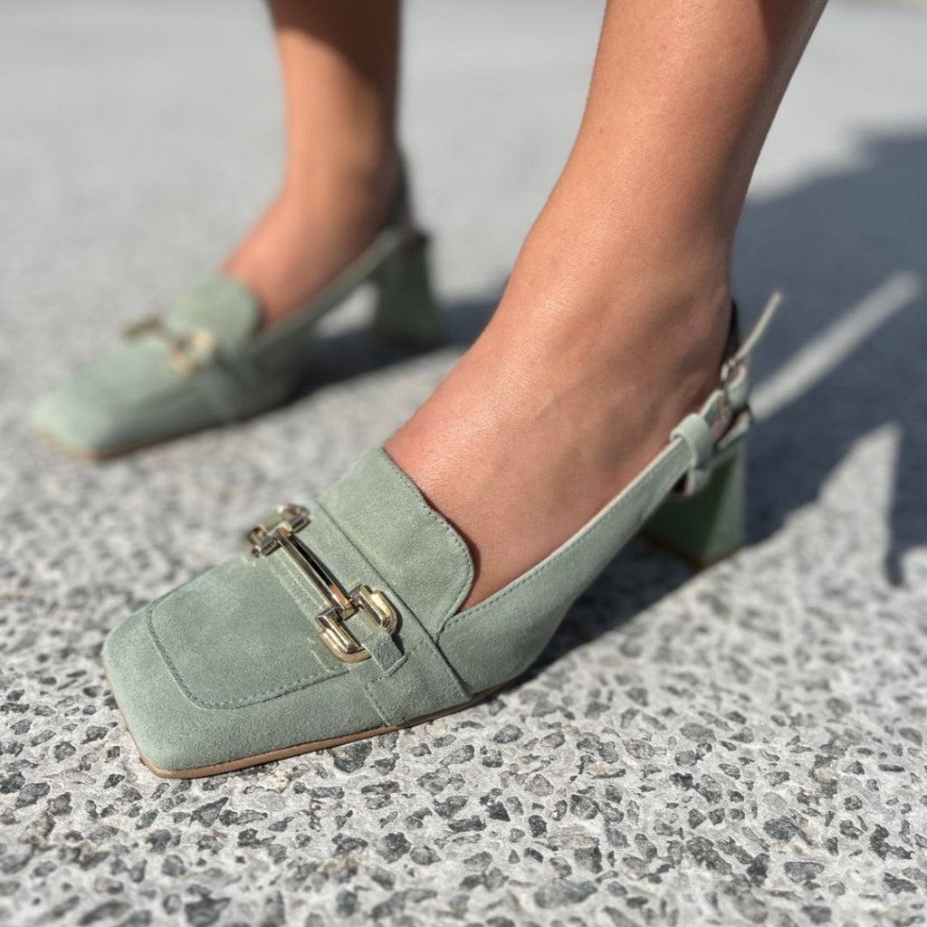 COPENHAGEN SHOES LIKE YOU - SUEDE Heels 0021 GREEN FOG