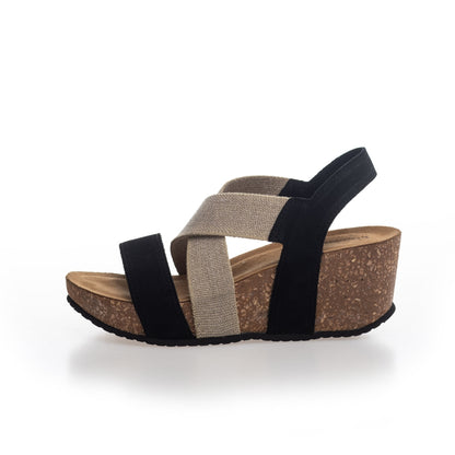 COPENHAGEN SHOES STACIA 21 Canvas Sandalen met sleehak 001 Black